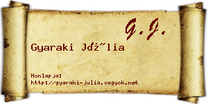 Gyaraki Júlia névjegykártya